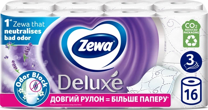 Туалетная бумага Zewa Deluxe Лаванда 3 слоя 16 рулонов 19.3 метра - Фото 1 Туалетная бумага Zewa Deluxe Лаванда 3 слоя 16 рулонов 19.3 метра - изображение 1