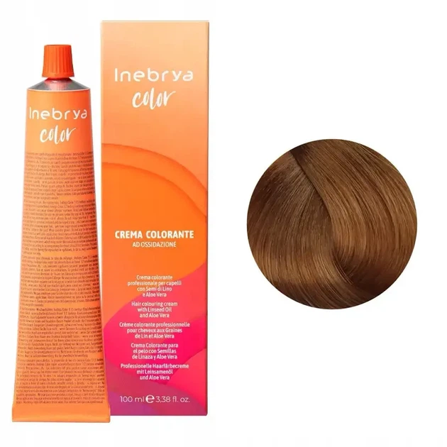 Крем-фарба для волосся Inebrya Color Linseed Oil and Aloe Vera 8/3 світло-русявий золотистий 100 мл - зображення 2