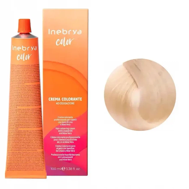 Крем-фарба для волосся Inebrya Color Linseed Oil and Aloe Vera 10/3 платиновий золотистий блондин 100 мл - Фото 2 Крем-фарба для волосся Inebrya Color Linseed Oil and Aloe Vera 10/3 платиновий золотистий блондин 100 мл - зображення 2