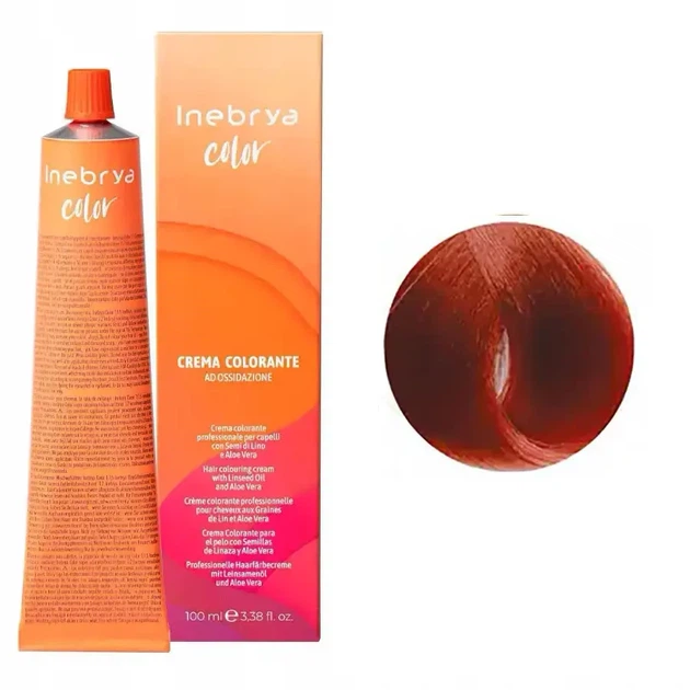 Крем-краска для волос Inebrya Color Linseed Oil and Aloe Vera 7/34 русый золотисто-медный 100мл - Фото 2 Крем-краска для волос Inebrya Color Linseed Oil and Aloe Vera 7/34 русый золотисто-медный 100мл - изображение 2