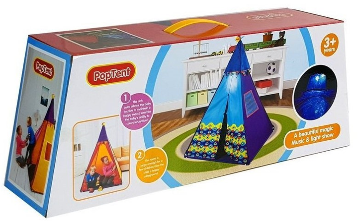 Wigwam dla dzieci Leantoys Tipi z projektorem (5905515350075) - obraz 1