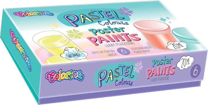 Farby plakatowe PATIO Colorino Kids 6 pastelowych kolorów 20 ml (84989PTR) (5907620184989) - obraz 1