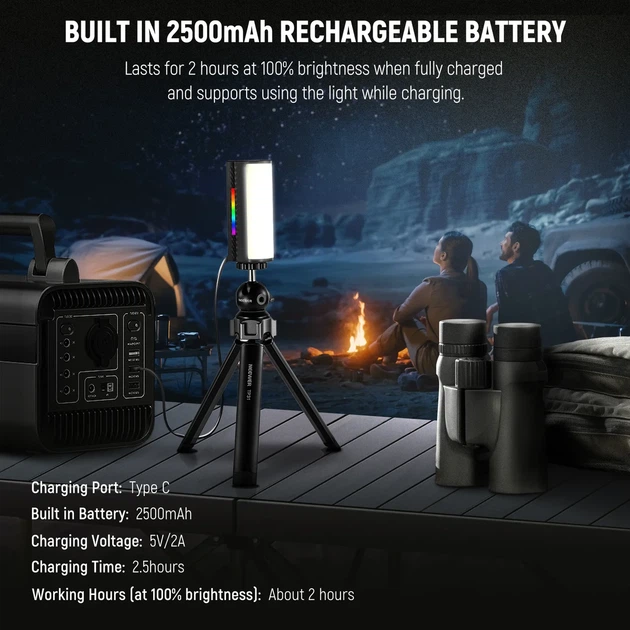Магнитная портативная ручная лампа для съемки NEEWER TL97C RGB 4,5Вт 11см 2500-8500К с APP управлением - Фото 7 Магнитная портативная ручная лампа для съемки NEEWER TL97C RGB 4,5Вт 11см 2500-8500К с APP управлением - изображение 7