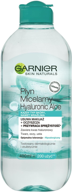 Міцелярна вода Garnier Skin Naturals Hyaluronic Aloe для демакіяжу 400 мл (3600542396578) - зображення 1