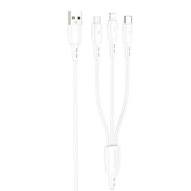 Кабель для зарядки телефону Тype-C, Lightning, MicroUSB 3 в 1 / Зарядний провід Тайп сі, Лайтнінг, Мікро Юсб X2 - Фото 1 Кабель для зарядки телефону Тype-C, Lightning, MicroUSB 3 в 1 / Зарядний провід Тайп сі, Лайтнінг, Мікро Юсб X2 - зображення 1