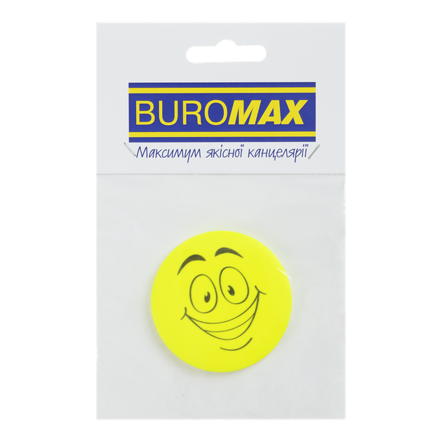Значок світловідбиваючий BuroMax "Смайлик" 55х55 мм круглий жовтий (BM.9740) - Фото 1 Значок світловідбиваючий BuroMax "Смайлик" 55х55 мм круглий жовтий (BM.9740) - зображення 1