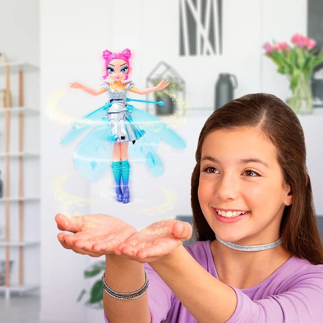 Інтерактивна казкова лялечка - фея Hatchimals FlyingPixie CrystalPopStar з підставкою блакитна - зображення 3