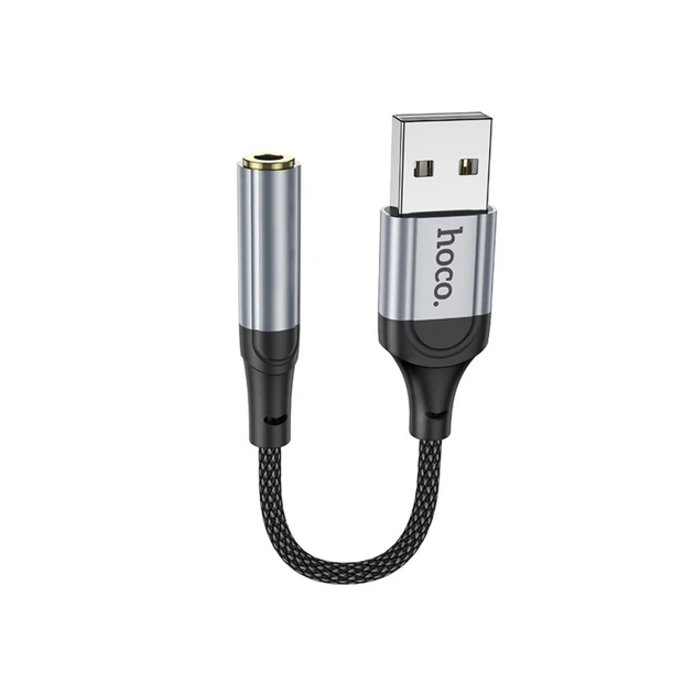 Аудіо кабель HOCO LS36 Fresh external sound card USB to 3.5, Black - Фото 1 Аудіо кабель HOCO LS36 Fresh external sound card USB to 3.5, Black - зображення 1