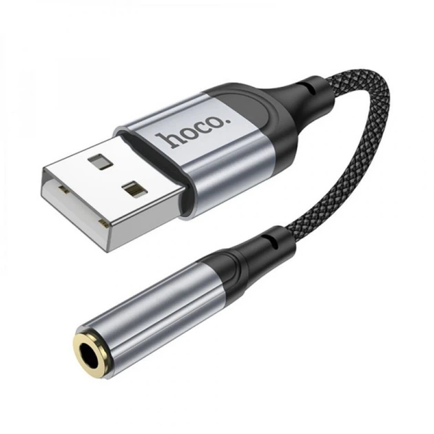 Аудіо кабель HOCO LS36 Fresh external sound card USB to 3.5, Black - Фото 2 Аудіо кабель HOCO LS36 Fresh external sound card USB to 3.5, Black - зображення 2