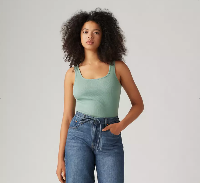 Женская майка Levi's ESSENTIAL RIB M зеленая - изображение 2