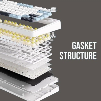 Клавиатура Aula F75 Gasket Greywood V3 switch Hot-Swap PBT Wireless/Bluetooth/USB White (6948391208640) - Фото 7 Клавиатура Aula F75 Gasket Greywood V3 switch Hot-Swap PBT Wireless/Bluetooth/USB White (6948391208640) - изображение 7