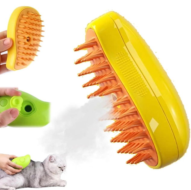 Паровая щетка Pet Brush для вычесывания собак и кошек Щетка для вычесывания подшерстка Желтый (KG-12013) - Фото 2 Паровая щетка Pet Brush для вычесывания собак и кошек Щетка для вычесывания подшерстка Желтый (KG-12013) - изображение 2