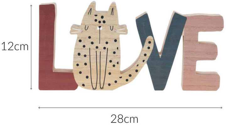 Декоративна стійка для дитячої кімнати Home Styling Collection дерев'яна Напис та котик 28 x 2.5 x 12 см Love (5902973429633) - зображення 4