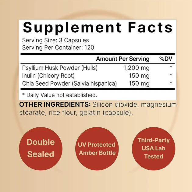 Клітковина преміум-класу для травлення NatureBell Psyllium Husk 360 капсул - зображення 2