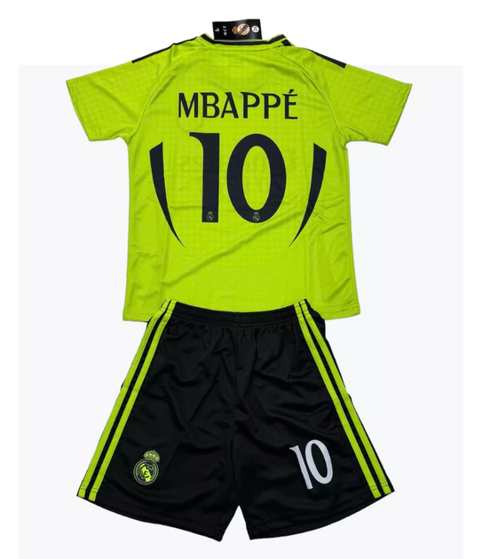 Форма футбольная детская Mbappe (Мбаппе) 10 REAL MADRID 2025, 28 размер, 14 лет, 150-155 см, салатовый - изображение 4