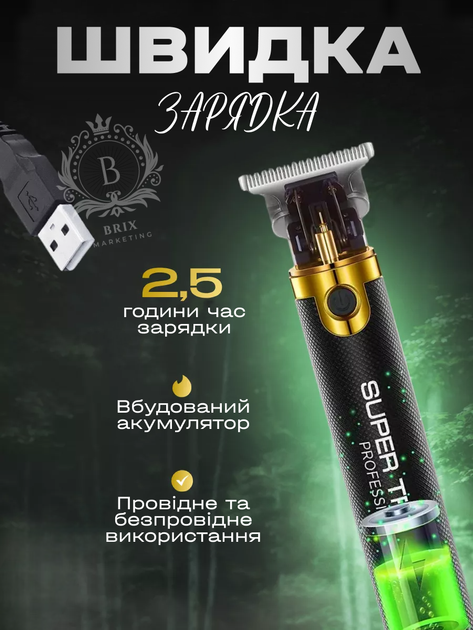 Триммер для бороды и усов со сменными насадками VGR V-082 Черный с золотым - изображение 2