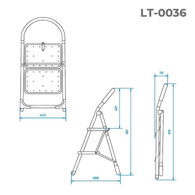 Драбина Intertool 890 мм x 2 ступені 350 x 220 мм (LT-0036) - зображення 7