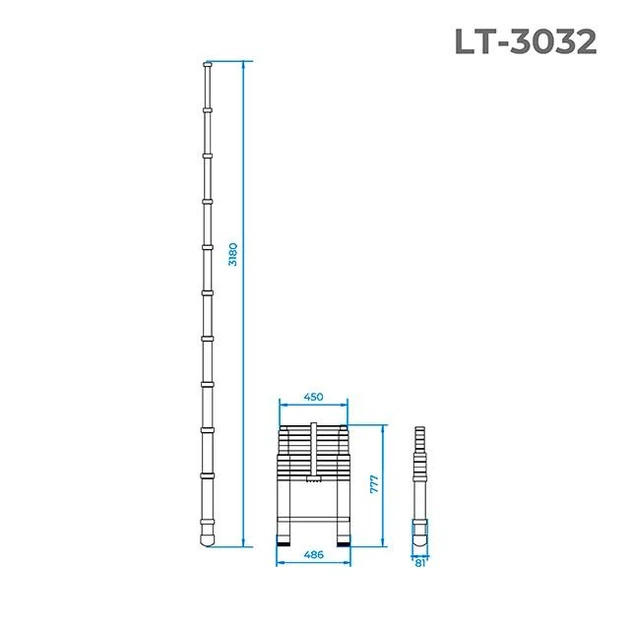 Сходи телескопічна Intertool 3200 мм х 10 ступенів (LT-3032) - зображення 3