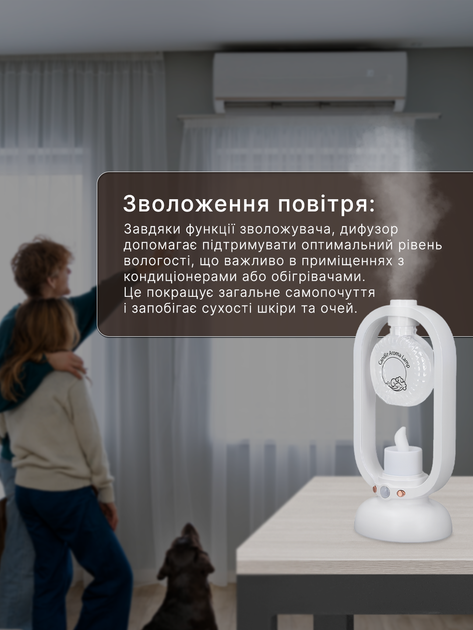 Арома лампа ретро ночник паровой увлажнитель воздуха Andowl q-lz98x1 индукционный аромадиффузор с датчиком движения от usb (Белая) - изображение 4