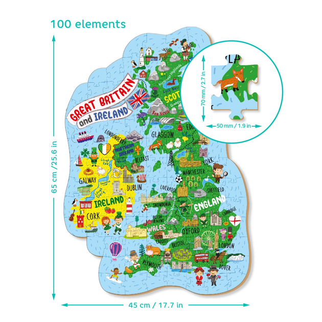 Puzzle Dodo Mapa Wielkiej Brytanii i Irlandii 100 Elementów (4823115900944) - obraz 4
