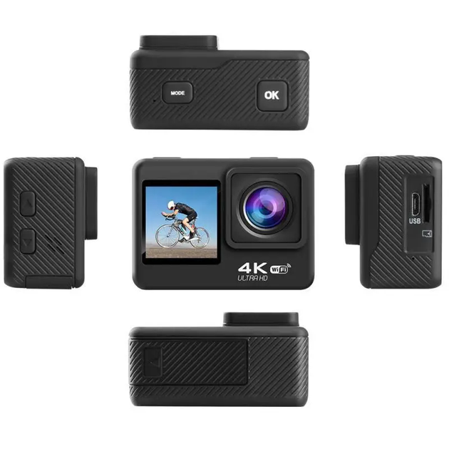 Екшн камера WiFi 4K + Пульт 2 дисплеї Action Camera AQ60AR - изображение 2