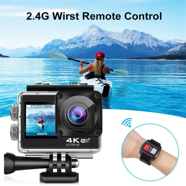 Екшн камера WiFi 4K + Пульт 2 дисплеї Action Camera AQ60AR - изображение 3
