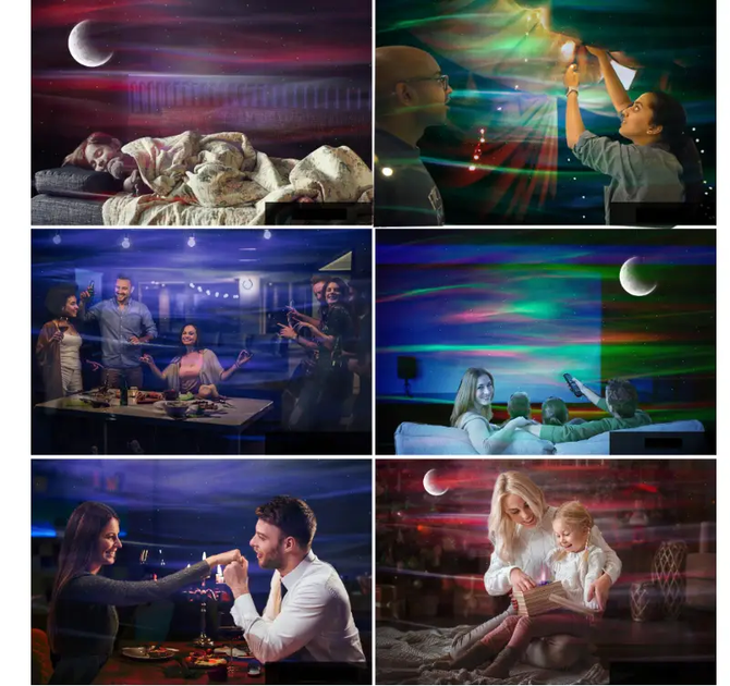 Проєктор нічник зоряного неба з блютузом і колонкою Aurora Moon Star Projector - изображение 5