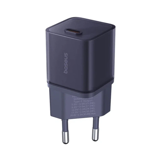Мережевий зарядний пристрій Baseus GaN5 Fast Charger(mini) 1C 30W EU Purple (CCGN070705) - Фото 1 Мережевий зарядний пристрій Baseus GaN5 Fast Charger(mini) 1C 30W EU Purple (CCGN070705) - изображение 1