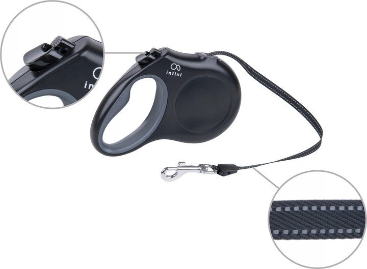 Повідець автоматичний Amiplay Infini Freedom M 5 м 15 кг Чорний (5907563279483) - зображення 4