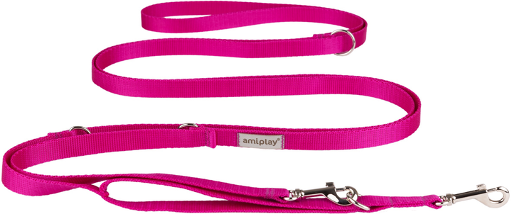 Smycz regulowana Amiplay Samba 8 w 1 L 200 - 400 cm Różowa (5907563301511) - obraz 1