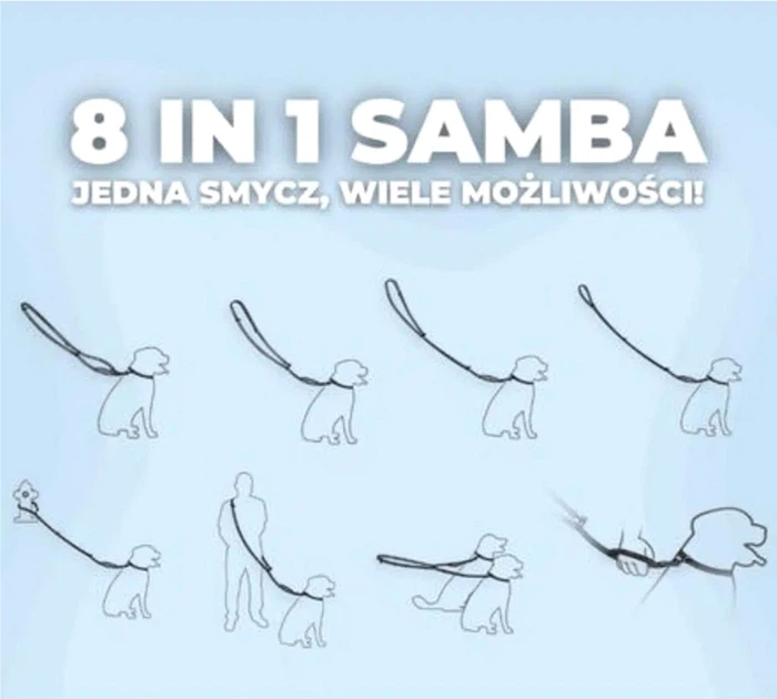 Smycz regulowana Amiplay Samba 8 w 1 S 200 - 400 cm Czerwona (5907563301399) - obraz 3