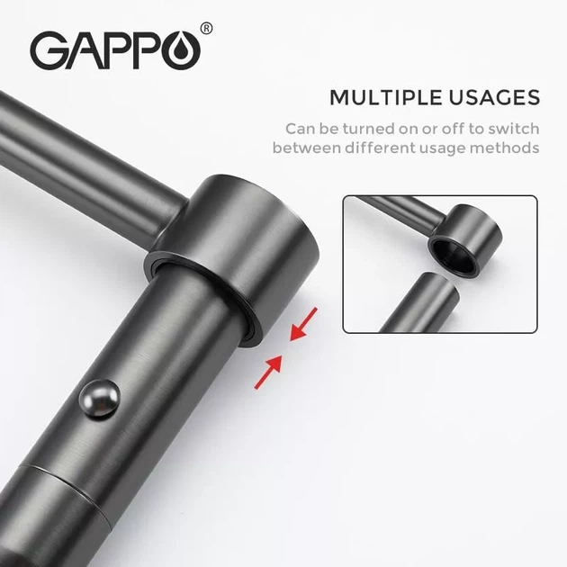 Смеситель для кухни с гибким изливом на 2 режима струи GAPPO G4398-51 - изображение 4