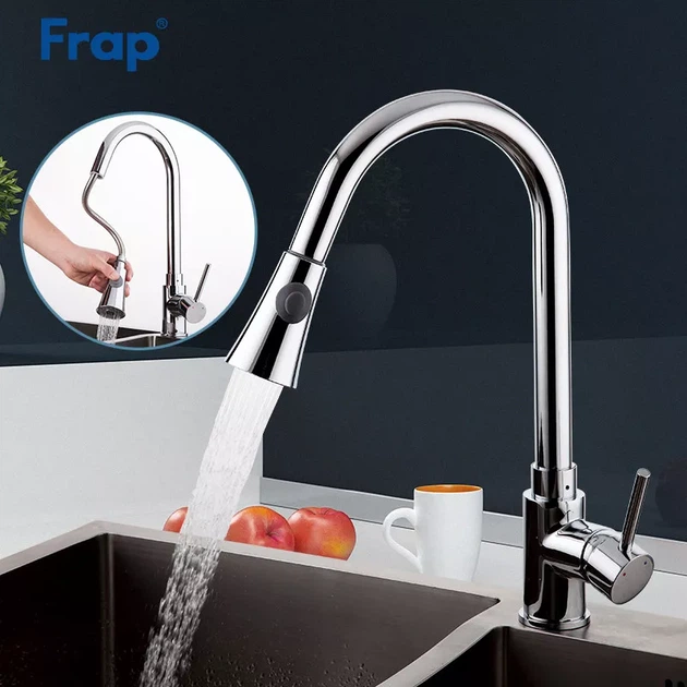 Змішувач для кухні Frap F6052 з висувним виливом, 2 режими, хром F6052 - изображение 8