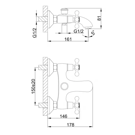 Змішувач для ванни Frap F3019-4, бронза F3019-4 - изображение 7