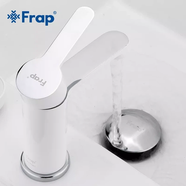 Змішувач для умивальника Frap F1041, білий/хром F1041 - Фото 3 Змішувач для умивальника Frap F1041, білий/хром F1041 - изображение 3