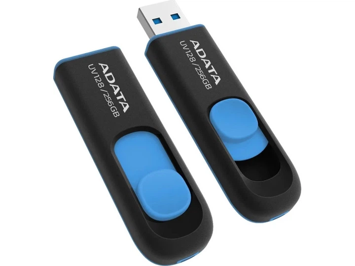 USB флеш накопичувач ADATA 256 GB UV128 USB 3.2 Black/Blue (AUV128-256G-RBE) - изображение 2