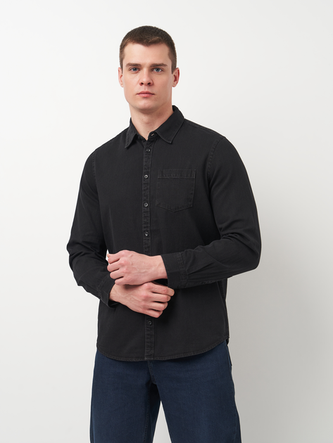 Рубашка джинсовая мужская Piazza Italia 80120-3 XXL Черная ...
