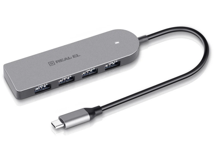 Мультипортовий адаптер REAL-EL CQ-415 Space Grey (EL123110001) - зображення 3