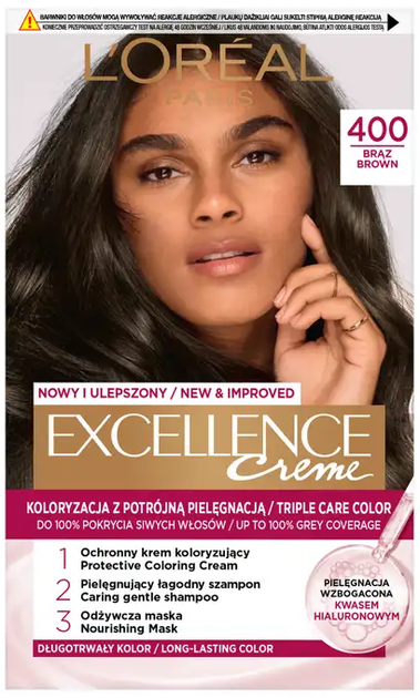 Farba do wlosow L'Oreal Paris Excellence Creme 400 Brąz 176 ml (3600010022497) - obraz 1