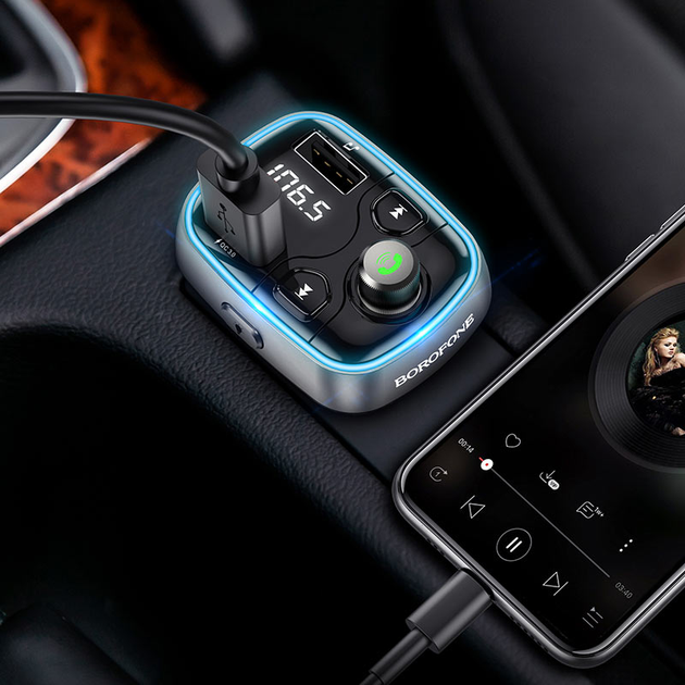 Автомобильный FM-Трансмиттер модулятор в машину Bluetooth BOROFONE BC32 |2USB 2.4A| Черный - изображение 8