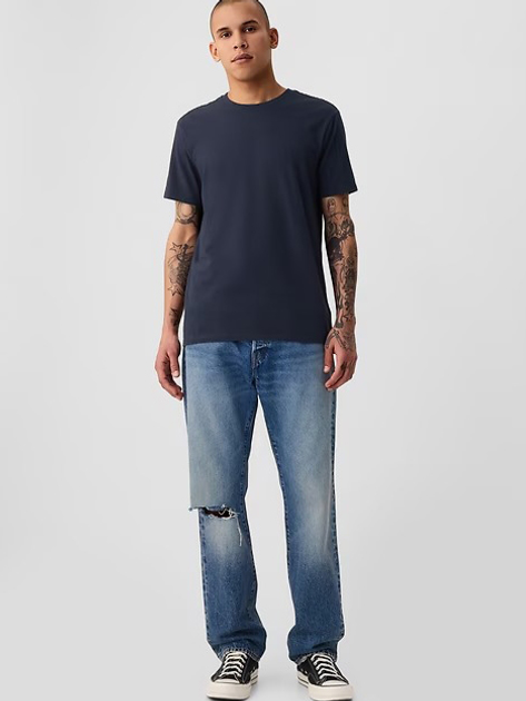 T-shirt męski długi bawełniany GAP 440775-01 M Granatowy (1200034716680) - obraz 3