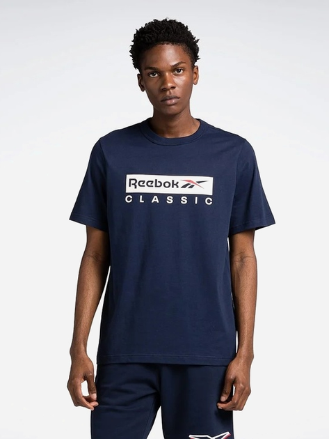 Футболка бавовняна довга чоловіча Reebok Gs Reebok Classic Ss 100070394 2XL Темно-синя (4066761053170) - зображення 1