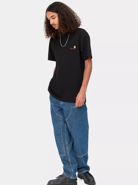 Футболка бавовняна довга чоловіча Carhartt WIP S/S American Script I029956-89XX S Чорна (4064958087052) - зображення 3