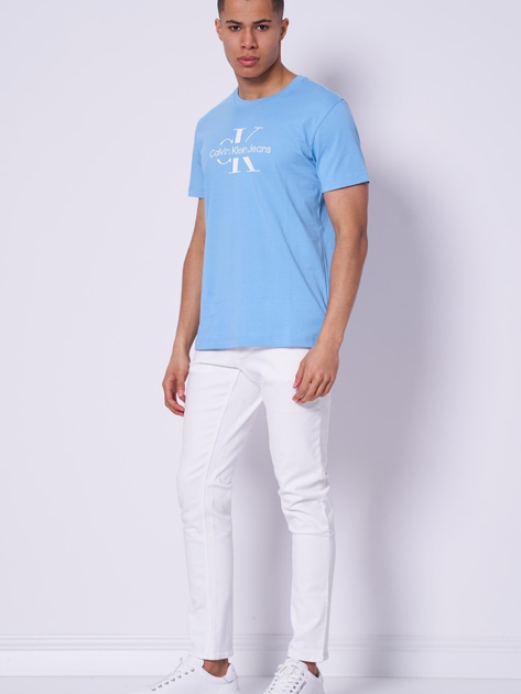 Koszulka męska bawełniana Calvin Klein Jeans J30J325190-CEZ XL Błękitna (8720109342086) - obraz 3