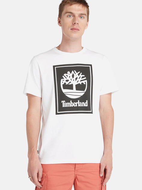 T-shirt męski bawełniany Timberland TB0A5WQQ L Biały/Czarny (194902954322) - obraz 1