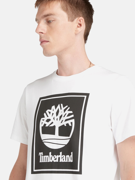 Футболка бавовняна довга чоловіча Timberland TB0A5WQQ S Білий/Чорний (194902954162) - зображення 4
