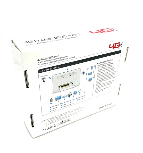 Беспроводной WI-FI роутер LTE B535Pro+ 4G/5G 300 Mbps с аккумулятором и сьемными антенами Белый - изображение 6