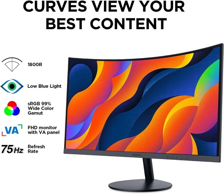 Монитор 27" KOORUI 27N5C Full HD VA 75 Гц Б/В - изображение 4