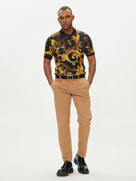 Koszulka polo męska Versace Jeans Couture vjc76gag6s0js286g89 XL Czarny/Żółty (8052019587227) - obraz 3