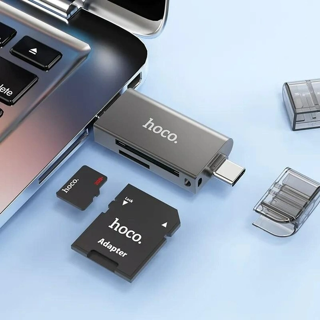 Кардрідер Hoco HB39 USB 3.0 /Type-C 3.0 High-Speed Card Reader 5Gbps SD/TF OTG/Type-C/карт рідер/перехідник - зображення 2